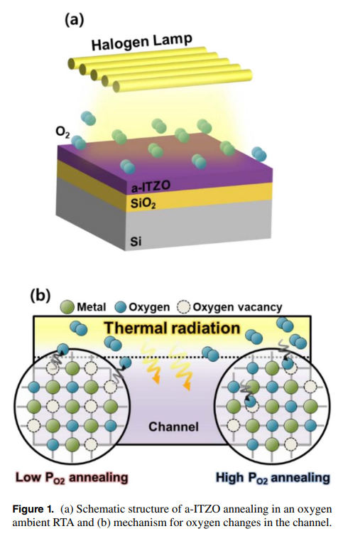 Investigation of electrical performance and operation stability of RF-sputtered InSnZnO thin film transistors by oxygen-ambient rapid thermal annealing